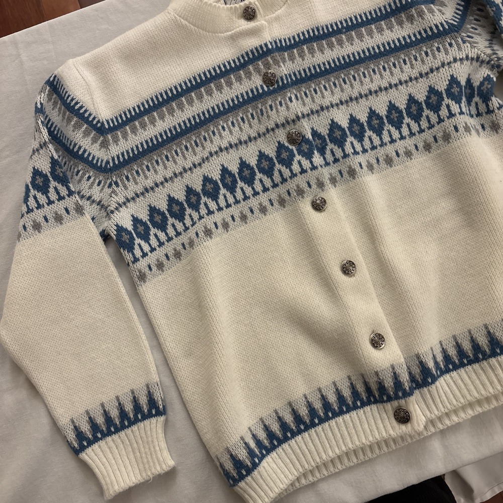 Vtg 60s 70s Jersild Cardigan Womens Medium Fair Isle Norwegian Knit Sweater - Picture 4 of 9